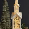 Angel Lighted Water Church In Swirling Glitter - 16.25 Inch