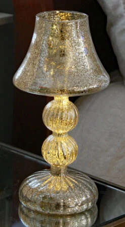 Silver Mercury Glass Tabletop Light - 11.5 Inch Battery Operated