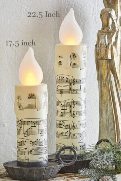 22.5 Inch Large Flickering Flame Sheet Music Christmas Candle