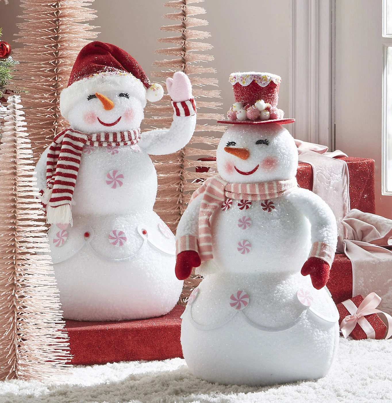 Peppermint Snowmen Figurines 24 Inch Set Of 2 -NEW 2023 1 Peppermint Snowmen Figurines 24 Inch Set Of 2 -NEW 2023