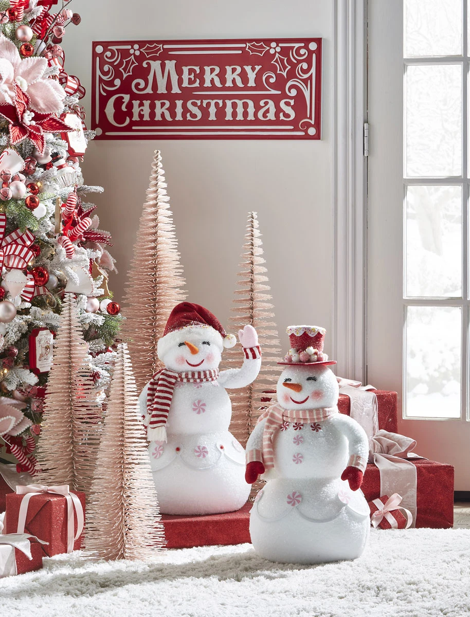 Peppermint Snowmen Figurines 24 Inch Set Of 2 -NEW 2023 2 Peppermint Snowmen Figurines 24 Inch Set Of 2 -NEW 2023 - Image 2