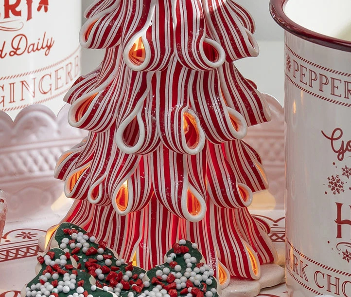 Lighted Peppermint Candy Ribbon Tree - Battery Operated 18 Inch 3 Lighted Peppermint Candy Ribbon Tree - Battery Operated 18 Inch - Image 3
