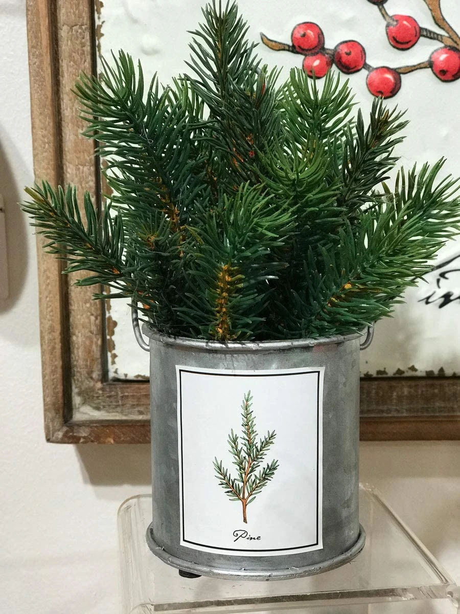 Winterberry, Pine, Holly And Mistletoe Assorted 4 In Galvanized Decorative Buckets 2 Winterberry, Pine, Holly And Mistletoe Assorted 4 In Galvanized Decorative Buckets - Image 2