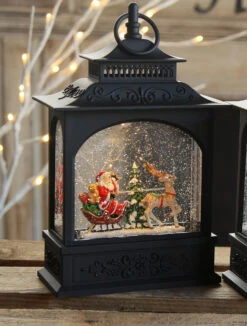 Santa In Sleigh Lighted Water Lantern - Timer -King of Christmas raz santa sleigh new image