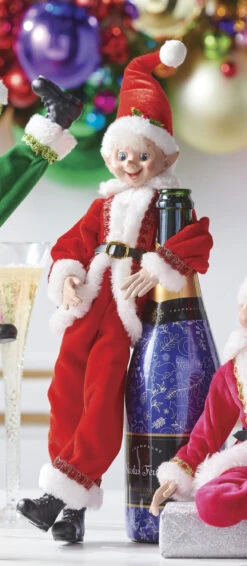 16 Inch Red Posable Christmas Elf