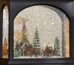 11 Inch Town Scene Lighted Water Lantern - Timer -King of Christmas town scene inside