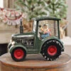 Lighted Green Tractor Water Lantern With Santa In Swirling Glitter