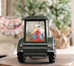 Lighted Green Tractor Water Lantern With Santa In Swirling Glitter 9 Lighted Green Tractor Water Lantern With Santa In Swirling Glitter -King of Christmas tractor back view