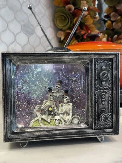 Halloween Skeleton Scene TV Lighted Water Lantern - With Spooky Sounds - New 2023