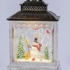 11 Inch Lighted Spinning Water Lanterns - Snowman In The Woods - Optional Music Setting