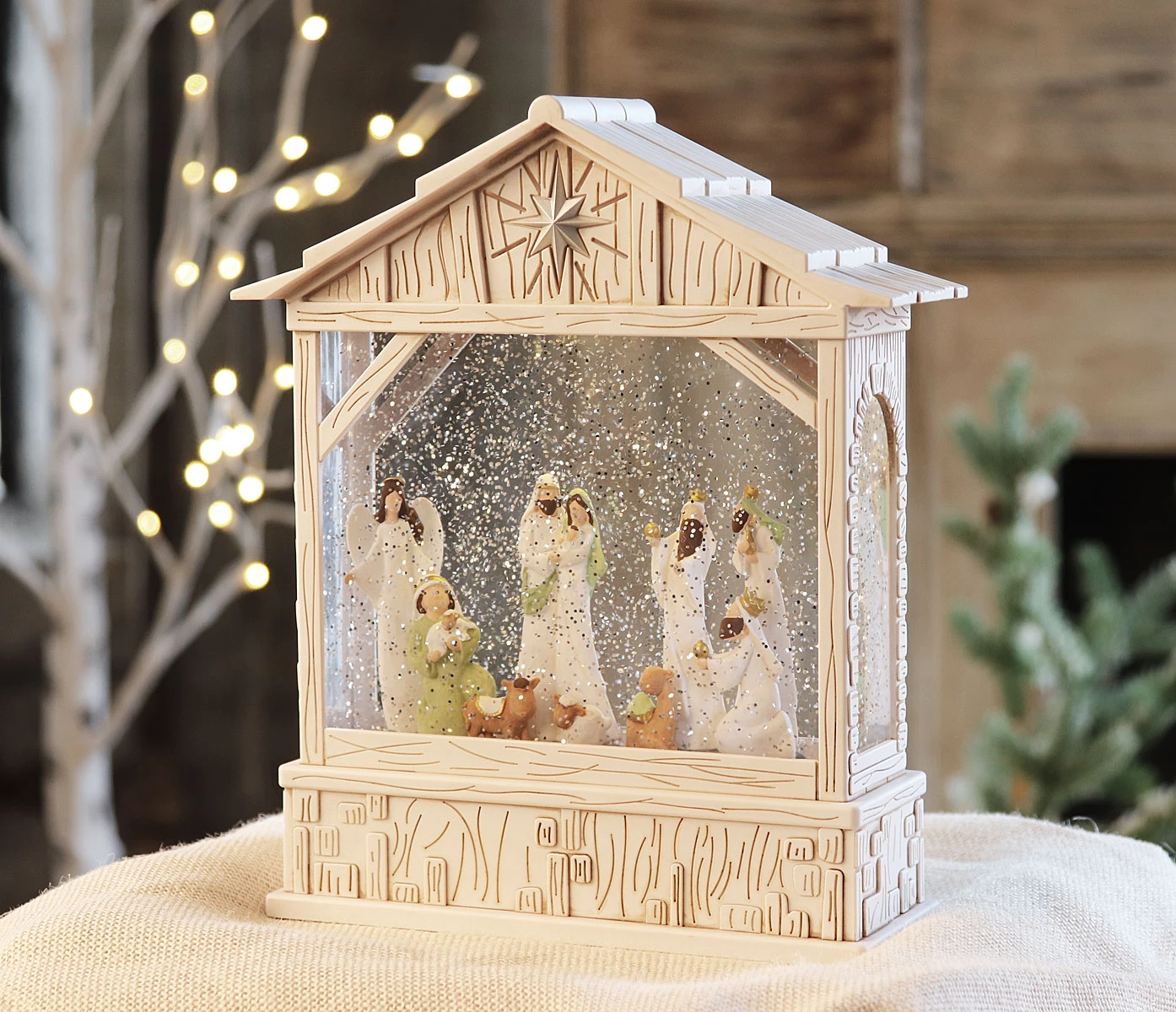 Nativity Musical Lighted Water Creche Antique White 10 Inch In Swirling Glitter 1 Nativity Musical Lighted Water Creche Antique White 10 Inch In Swirling Glitter