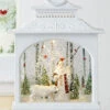 11 Inch Woodland Santa And Polar Bear Lighted Water Lantern With USB Cord- Timer